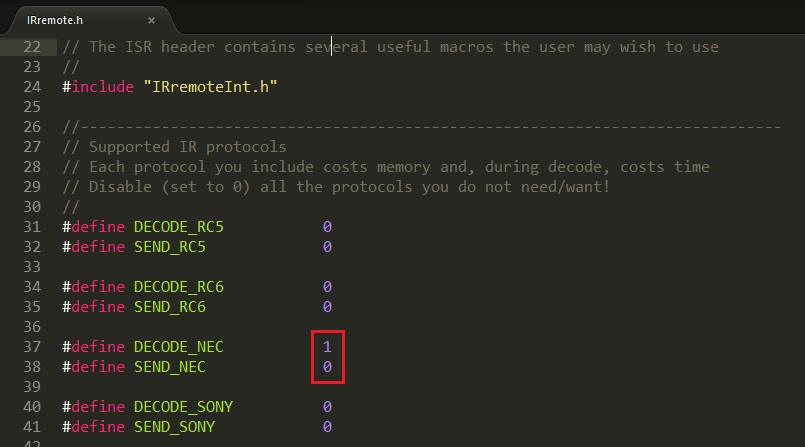 Turn off every other IR protocol support