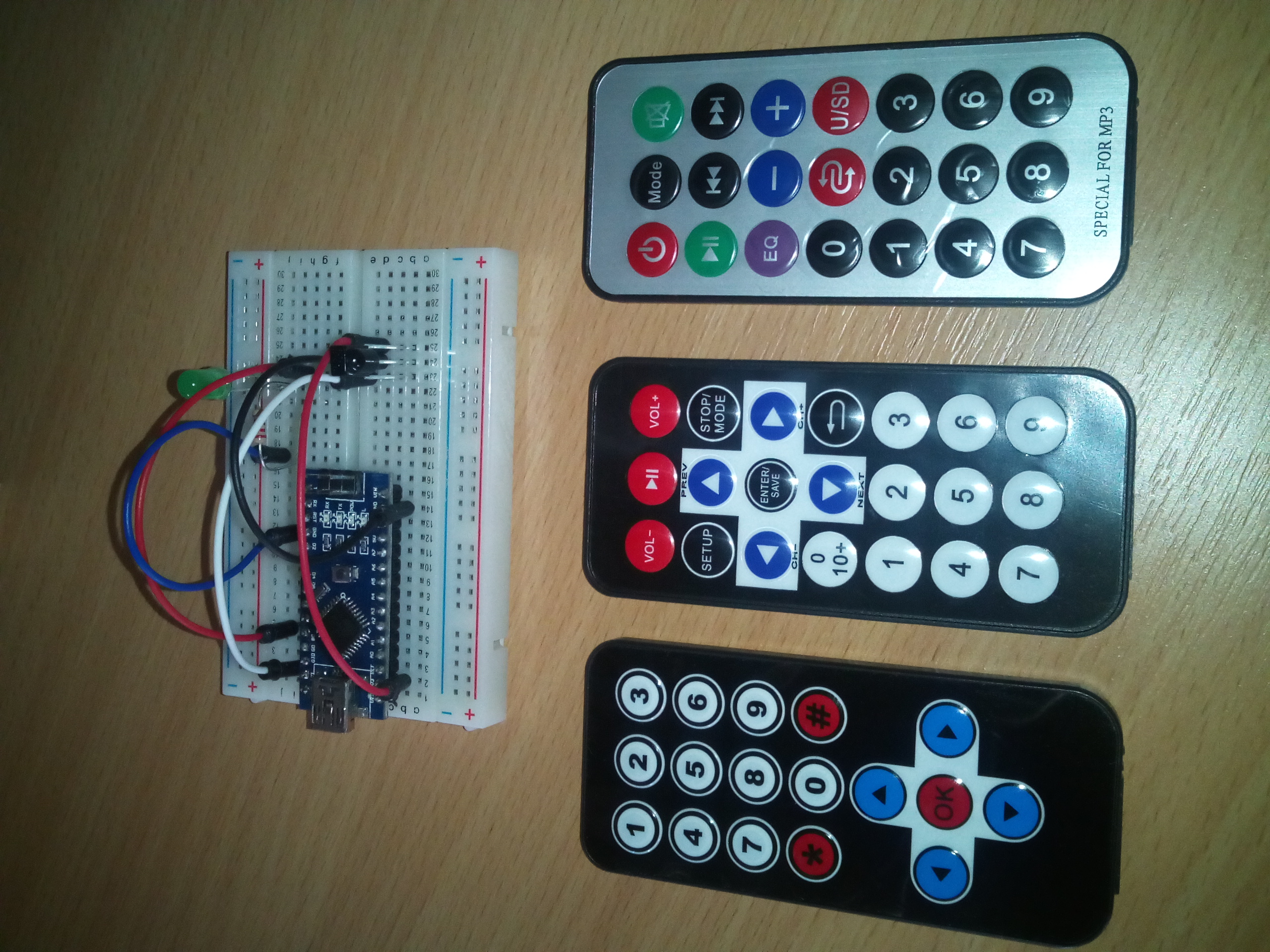 On a solderless breadboard