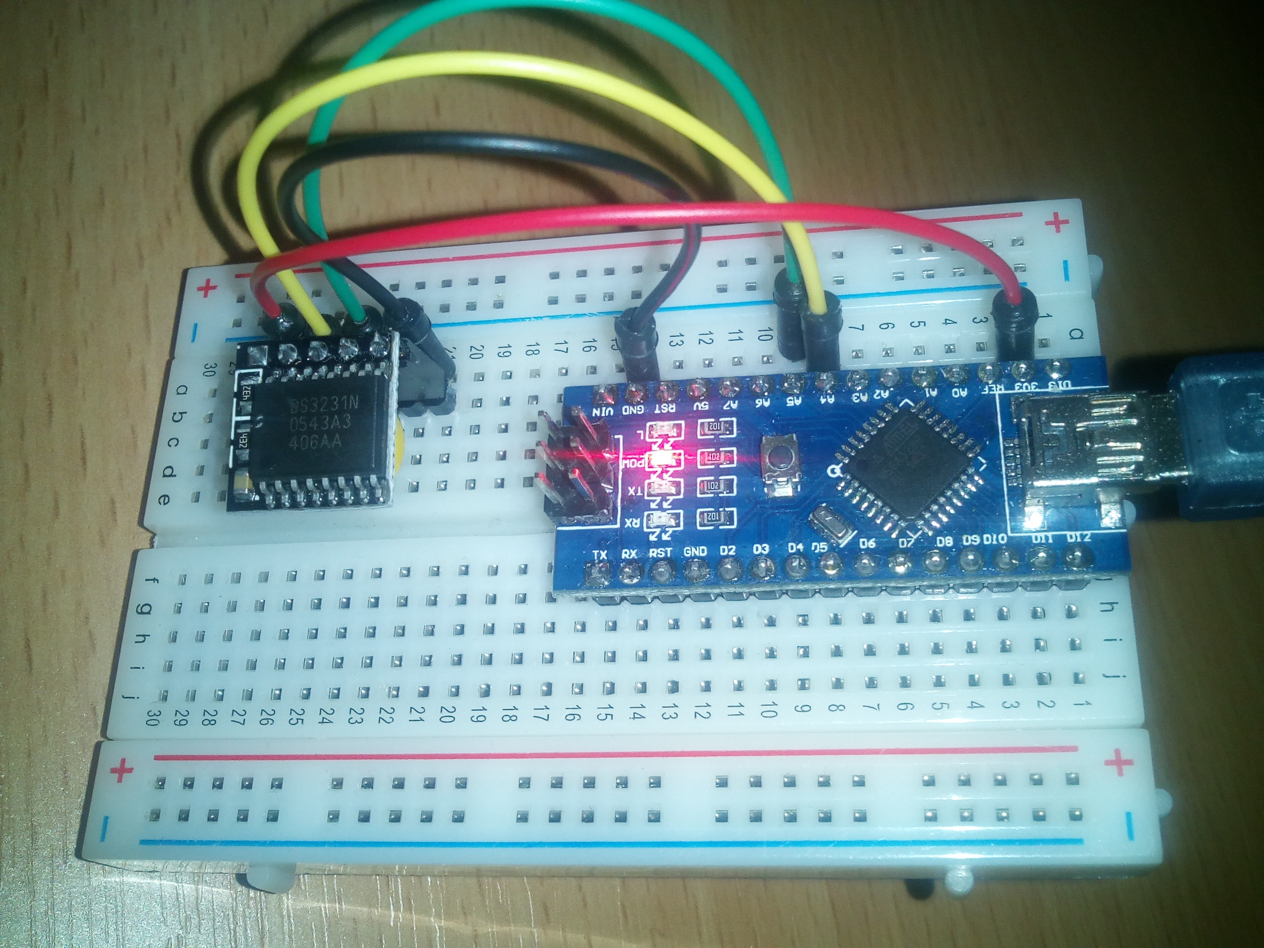 Raspberry Pi RTC Board Real Time Clock Module on a solderless breadboard