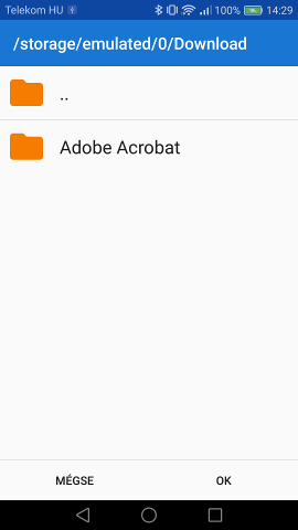 Select the folder on the phone where the files will be downloaded to