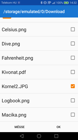 Select a file on the phone, which will be uploaded to the SD card.