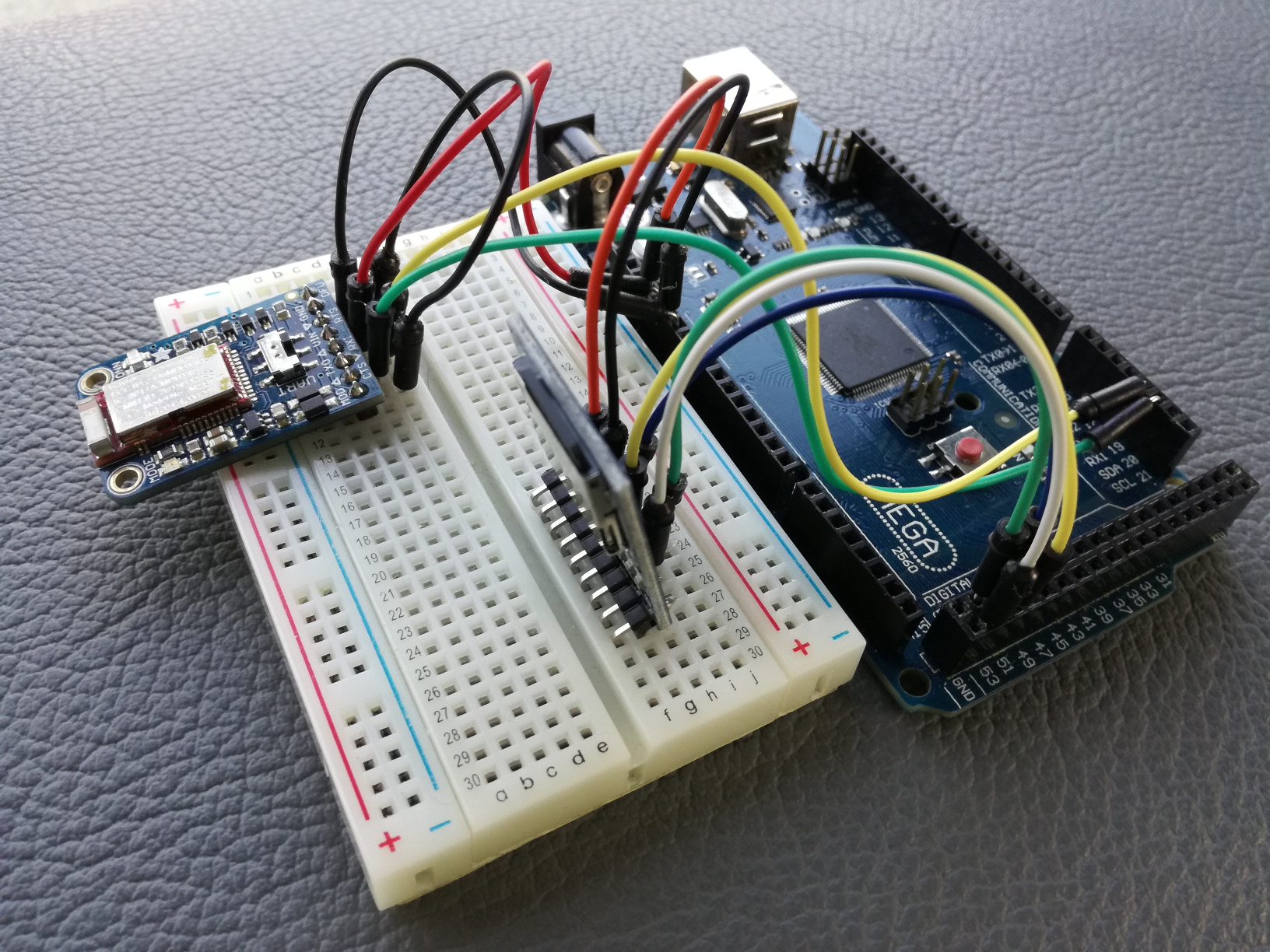 Remote SD card components on a solderless breadboard