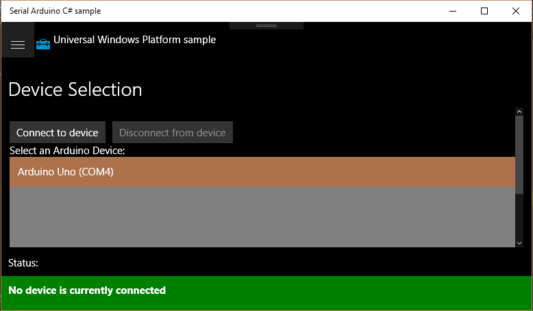Device name is displayed in the Device Selection list