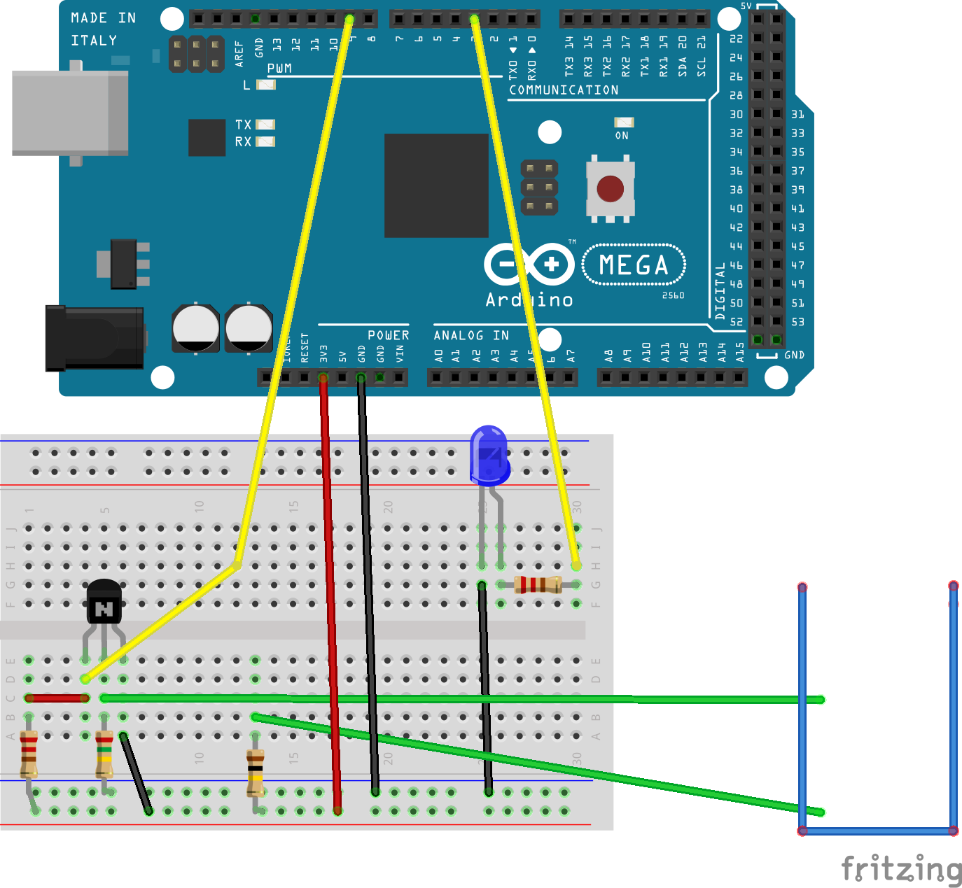 Wiring layout of the water activated switch prototype